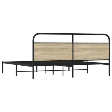 Sonoma Oak Metal Bed Frame 180x200 cm - Super King Size