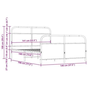 Metal Bed Frame Sonoma Oak 140x190 cm | Hipomarket UK