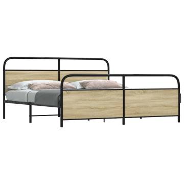 Elegant Metal Bed Frame - Sonoma Oak 200x200 cm