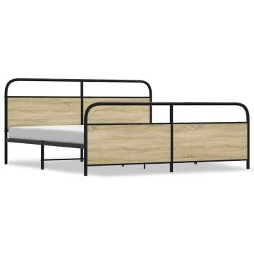 Elegant Metal Bed Frame - Sonoma Oak 200x200 cm