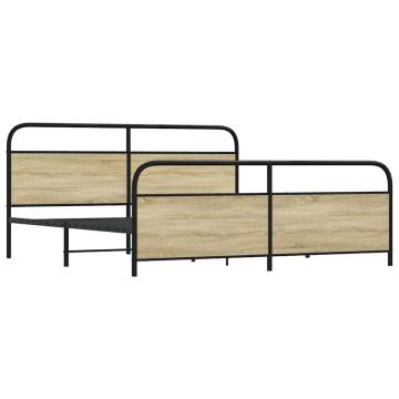 Elegant Metal Bed Frame - Sonoma Oak 200x200 cm