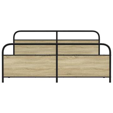 Elegant Metal Bed Frame - Sonoma Oak 200x200 cm