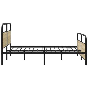 Elegant Metal Bed Frame - Sonoma Oak 200x200 cm