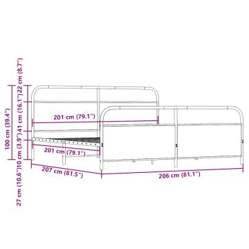 Elegant Metal Bed Frame - Sonoma Oak 200x200 cm