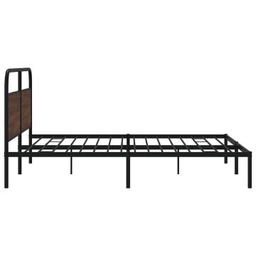 Metal Bed Frame without Mattress in Brown Oak - 183x213 cm