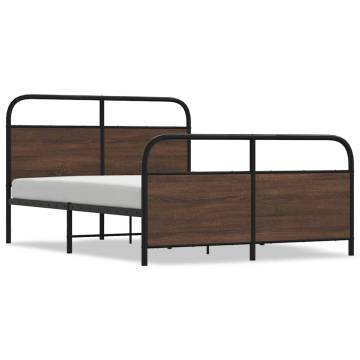 Metal Bed Frame Without Mattress - Brown Oak 137x190 cm