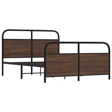 Metal Bed Frame Without Mattress - Brown Oak 137x190 cm