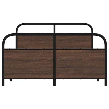 Metal Bed Frame Without Mattress - Brown Oak 137x190 cm