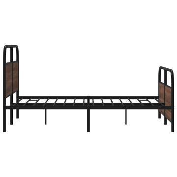 Metal Bed Frame Without Mattress - Brown Oak 137x190 cm