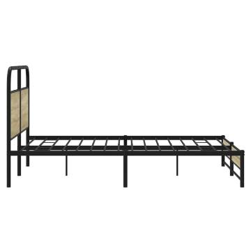 Sonoma Oak Metal Bed Frame 160x200 cm - Sturdy & Stylish