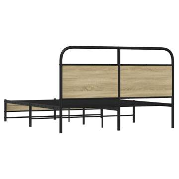 Sonoma Oak Metal Bed Frame 160x200 cm - Sturdy & Stylish