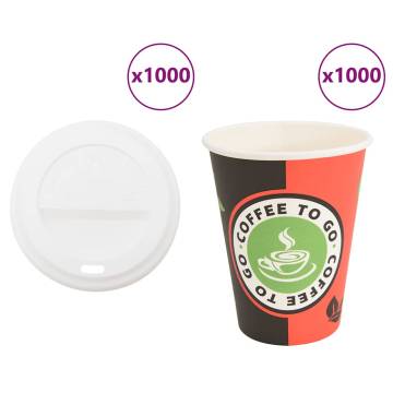 1000 pcs Paper Coffee Cups with Lids - 4oz & 100ml