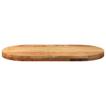 Light Brown Solid Oak Table Top - 80x40 cm Oval Design