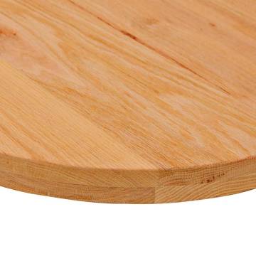 Light Brown Solid Oak Table Top - 80x40 cm Oval Design