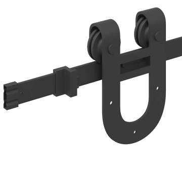 Premium 200 cm Sliding Door Hardware Kit - Steel Black