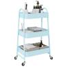 3-Tier Blue Steel Storage Trolley - Organize Your Space