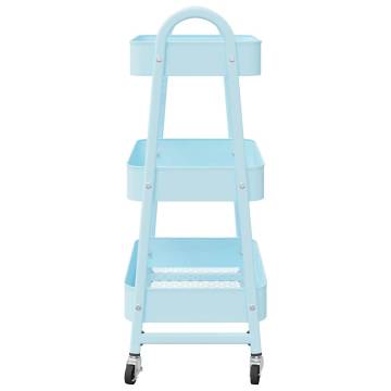 3-Tier Blue Steel Storage Trolley - Organize Your Space