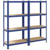 4-Layer Storage Shelves - Blue Steel & Engineered Wood (2 pcs)