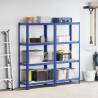 4-Layer Storage Shelves - Blue Steel & Engineered Wood (2 pcs)