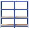 4-Layer Storage Shelves - Blue Steel & Engineered Wood (2 pcs)