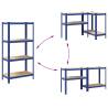 4-Layer Storage Shelves - Blue Steel & Engineered Wood (2 pcs)