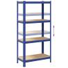 4-Layer Storage Shelves - Blue Steel & Engineered Wood (2 pcs)