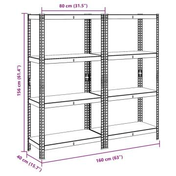 4-Layer Storage Shelves - Blue Steel & Engineered Wood (2 pcs)