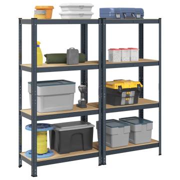 4-Layer Storage Shelves | 2 pcs Anthracite Steel & Wood