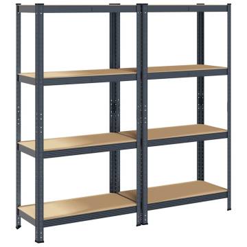 4-Layer Storage Shelves | 2 pcs Anthracite Steel & Wood