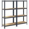 4-Layer Storage Shelves | 2 pcs Anthracite Steel & Wood