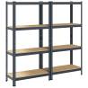 4-Layer Storage Shelves | 2 pcs Anthracite Steel & Wood