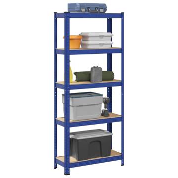 5-Layer Storage Shelf - Blue Steel & Engineered Wood