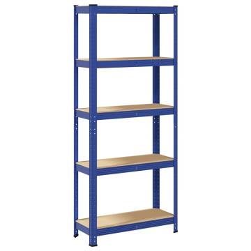 5-Layer Storage Shelf - Blue Steel & Engineered Wood