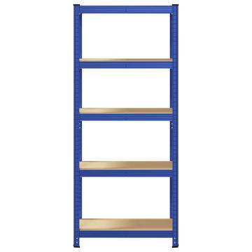 5-Layer Storage Shelf - Blue Steel & Engineered Wood