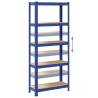 5-Layer Storage Shelf - Blue Steel & Engineered Wood