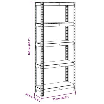 5-Layer Storage Shelf - Blue Steel & Engineered Wood