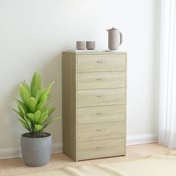 Stylish Sideboard with 6 Drawers in Sonoma Oak - 50x34x96 cm