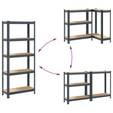 5-Layer Storage Shelf - Anthracite Steel & Wood | HiPoMarket