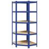 5-Layer Corner Shelf - Blue Steel & Engineered Wood | HipoMarket