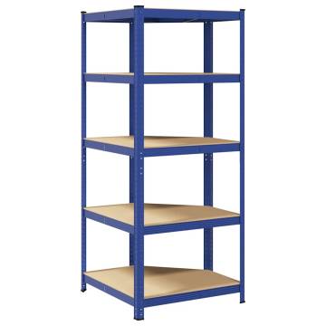 5-Layer Corner Shelf - Blue Steel & Engineered Wood | HipoMarket