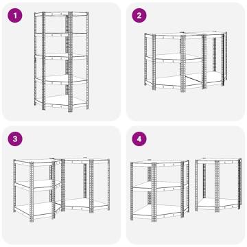 5-Layer Corner Shelf - Blue Steel & Engineered Wood | HipoMarket