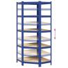 5-Layer Corner Shelf - Blue Steel & Engineered Wood | HipoMarket