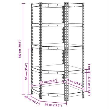 5-Layer Corner Shelf - Blue Steel & Engineered Wood | HipoMarket