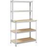 5-Layer Work Table with Shelves - Durable Steel & Wood Design