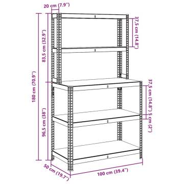 5-Layer Work Table with Shelves - Durable Steel & Wood Design