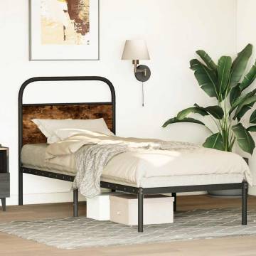 Robust Bed Frame 80x200 cm in Smoked Oak - Hipo Market