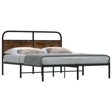 Bed Frame Without Mattress 140x190 cm in Smoked Oak - Hipo Market