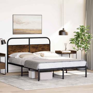 Bed Frame Without Mattress 140x190 cm in Smoked Oak - Hipo Market