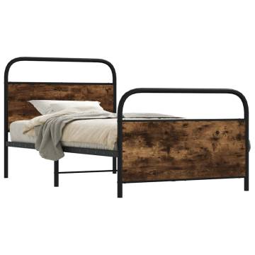 Stylish Bed Frame Without Mattress - Smoked Oak, 107x203 cm