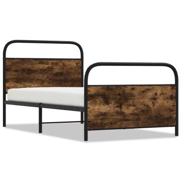 Stylish Bed Frame Without Mattress - Smoked Oak, 107x203 cm